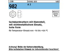 100 x Sechskantmuttern DIN 982 M10 Edelstahl A2