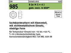 100 x Sechskantmuttern DIN 985 8 M8DiSP (Dickschichtpass.)