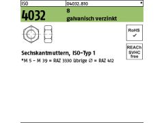 100 x Sechskantmuttern ISO 4032 Kl.6-8 M2,5 verzinkt