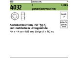 100 x Sechskantmuttern ISO 4032 Kl.8 M6 -Linksgewinde verzinkt