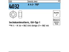 100 x Sechskantmuttern ISO 4032 M7 Edelstahl A4-70