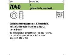 50 x Sechskantmuttern ISO 7040 Kl.8 M20 verzinkt