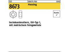 100 x Sechskantmuttern ISO 8673 Messing M8x1