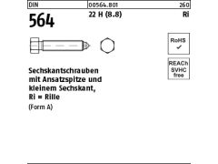 100 x Sechskantschrauben DIN 564 22H / 8.8 AM 8 x 30 (blank/schwarz)