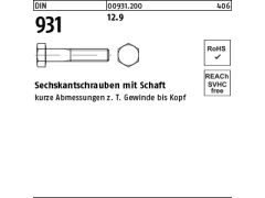 100 x Sechskantschrauben DIN 931 12.9 M12 x 50 (blank/schwarz)