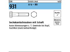 100 x Sechskantschrauben DIN 931 M10 x 45 Edelstahl A4-80