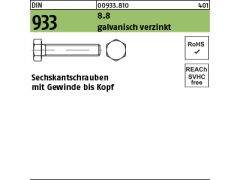 100 x Sechskantschrauben DIN 933 8.8 M4 x 60 verzinkt