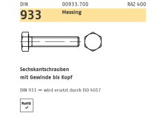 Schnäppchenartikel - 100 x Sechskantschrauben DIN 933 Messing M8 x 25