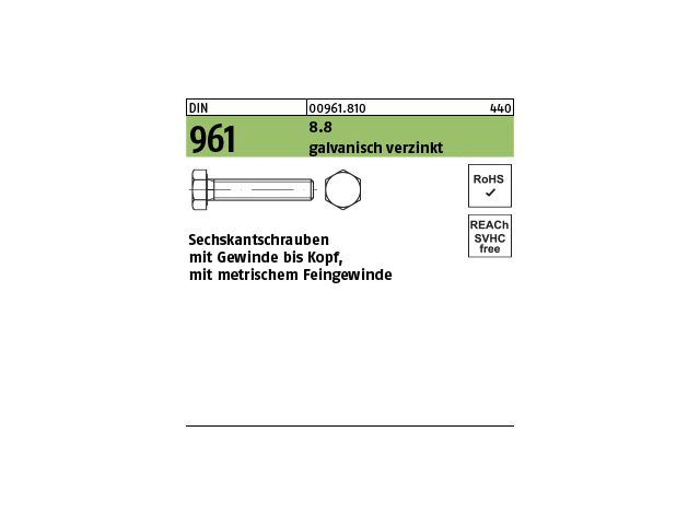 Feingewinde Sechskant-Hutmuttern niedrige Form DIN 917 6 AU Stahl roh mit metr 