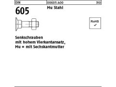 100 x Senkschrauben DIN 605 Mu St. M10 x 40 (blank/schwarz)