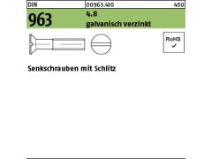 100 x Senkschrauben mit Schlitz DIN 963 4.8 M10 x 60 verzinkt