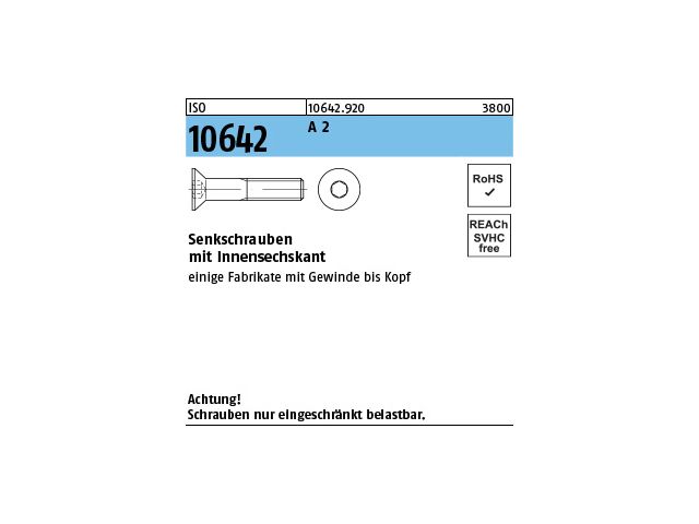 ISO 10642 M3 x 5mm 10x Edelstahl Senkkopfschraube v2a