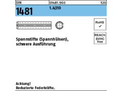 100 x Spannstifte DIN 1481 - 16 Edelstahl 1.4310