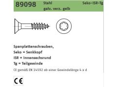 100 x Spanplattenschrauben Senkkopf CE 6x280/70 -T30 TG Gelb verzinkt