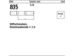 100 x Stiftschrauben DIN 835 5.8 M10 x 20 (blank/schwarz)