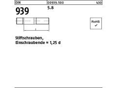 100 x Stiftschrauben DIN 939 5.8 M10 x 25 (blank/schwarz)