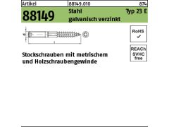 100 x Stockschrauben Stahl Typ 23E M8 x 140 verzinkt