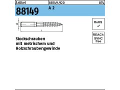 100 x Stockschrauben Typ 23E M6 x 50 Edelstahl A2