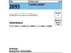 100 x Tellerfedern DIN 2093 40 x 20,4 x 1,5 - 1.4310/1.4568 (blank/schwarz)