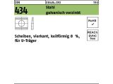 100 x U-Scheiben DIN 434 Stahl / &Uuml;H 13,5 Neigung 8 % verzinkt