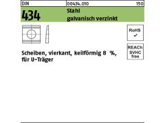 100 x U-Scheiben DIN 434 Stahl / ÜH 17,5 Neigung 8 % verzinkt