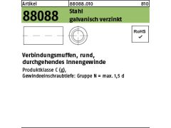 100 x Verbindungsmuffen,rund M8x50x11 Stahl, verzinkt