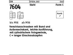 100 x Verschlußschrauben DIN 7604 Form C M8x1 (blank/schwarz)