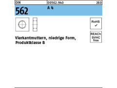 100 x Vierkantmuttern DIN 562 M4 Edelstahl A4