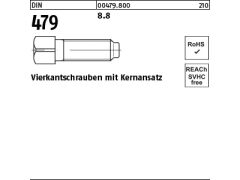 100 x Vierkantschrauben DIN 479 8.8 M6 x 16 (blank/schwarz)
