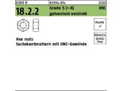 100 x Zoll Sechskantmutter Kl.5 -1/2 UNC verzinkt