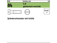 100 x Zylinderschrauben mit Schlitz DIN 84 4.8 M10x60 verzinkt