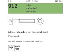 100 x Zylinderschrauben DIN 912 10.9 M6 x 110 galv. verzinkt getempert