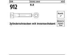 100 x Zylinderschrauben DIN 912 8.8 M8 x 180 (blank/schwarz)