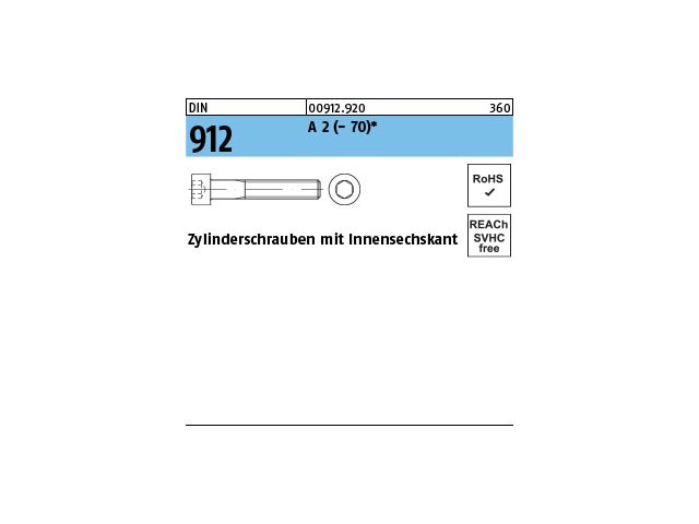 DIN 912 Zylinderschrauben Innensechskant Edelstahl A2 M2-M16 Zylinderkopf V2A 