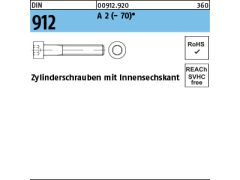 Zylinderschrauben Innensechskant/ISK Teilgewinde DIN912 Edelstahl A2 M3,4,5,6~12 