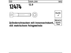 100 x Zylinderschrauben ISO 12474 12.9 M10x1x90 (blank/schwarz)