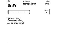 1000 x ISO 8734 Zylinderstifte Typ A gehärtet, m6 Stahl 1 x 12 (blank/schwarz)