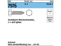 1000 x 6-kt Blechschr. DIN 7976 C (Spitze) 4,8x13 Edelstahl A2