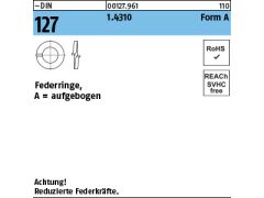 1000 x Federringe DIN 127 Form A 8 Edelstahl 1.4310