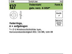 1000 x Federringe DIN 127 Federstahl Form A 8 DiSP (Dickschichtpass.)