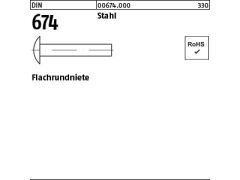 1000 x Flachrundniete DIN 674 Stahl 4 x 12 (blank/schwarz)