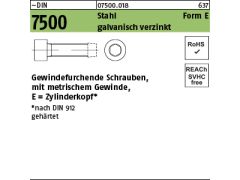 1000 x Gewindef. Schr. DIN 7500 gehärtet E Zyl. Kopf M4 x 35 verzinkt