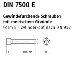 1000 x Gewindef. Schr. DIN 7500 gehärtet E Zyl. Kopf...
