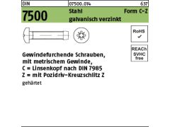 1000 x Gewindef. Schr. DIN 7500 gehärtet C Linsenkopf M2x6 - Z verzinkt