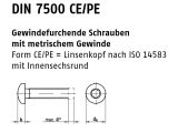 1000 x Gewindef. Schr. DIN 7500 gehärtet CE...