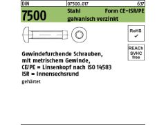 1000 x Gewindef. Schr. DIN 7500 gehärtet CE Linsenkopf M5 x 20 - T(ISR) verzinkt