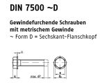 1000 x Gewindef. Schr. DIN 7500 gehärtet D 6-kant Flanschkopf M6x12 m. Bund verzinkt