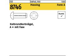 1000 x Halbrundkerbnägel ISO 8746 Messing 2x6