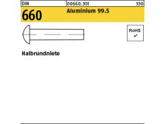1000 x Halbrundniete DIN 660 Aluminium 99.5 2,5 x 10