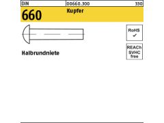 1000 x Halbrundniete DIN 660 Kupfer 2 x 3